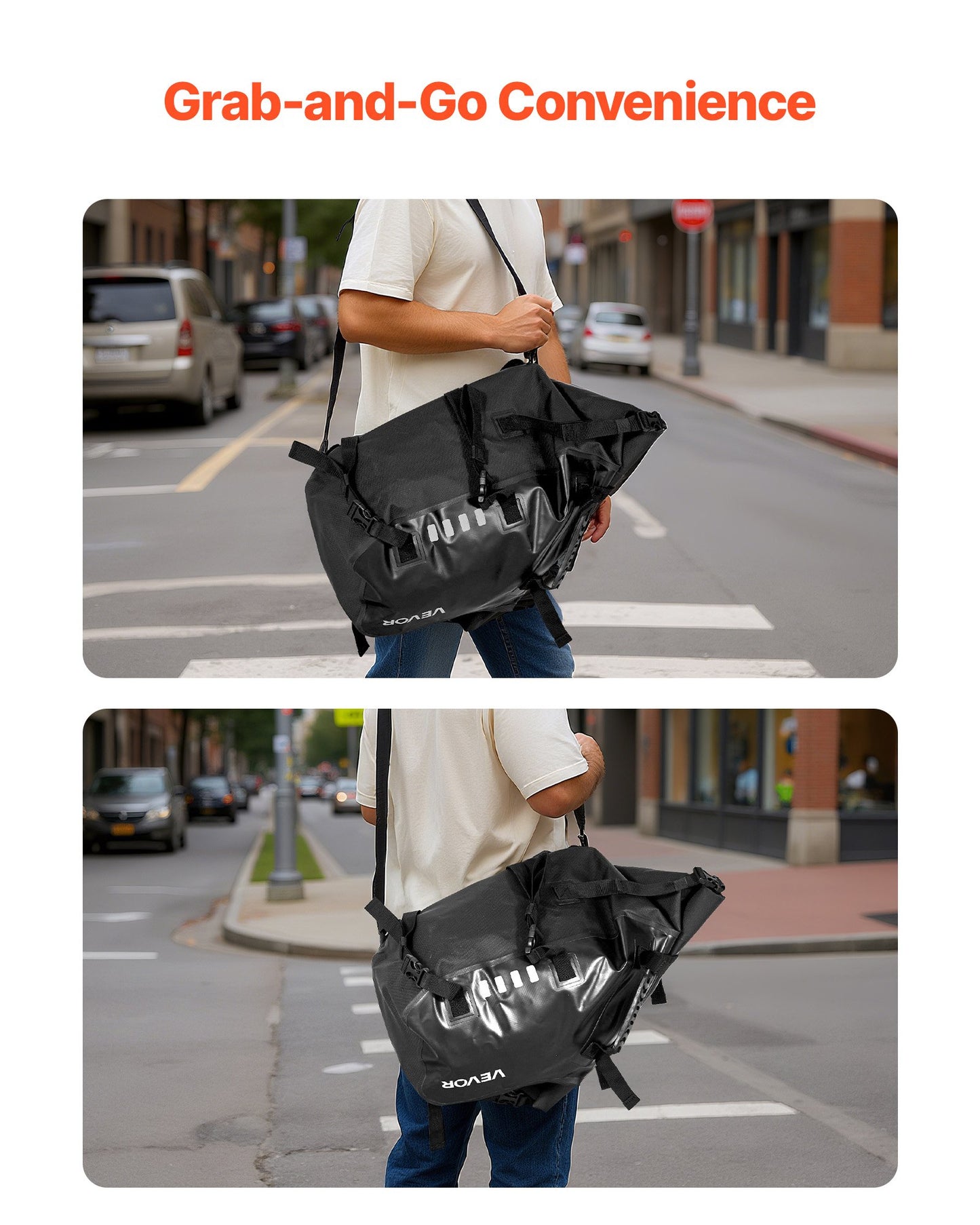 Motorcycle Saddlebags, 28 L (14 L x 2) Large Capacity Side Saddle Bags Compatible with Most Motorcycles, Waterproof Outdoor Sports Motorbike Luggage Storage Shoulder Bag with Bottom Strap, Black