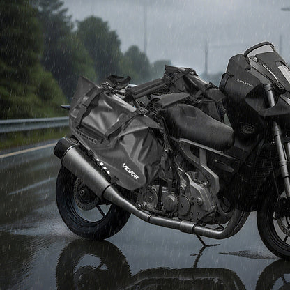 Motorcycle Saddlebags, 28 L (14 L x 2) Large Capacity Side Saddle Bags Compatible with Most Motorcycles, Waterproof Outdoor Sports Motorbike Luggage Storage Shoulder Bag with Bottom Strap, Black