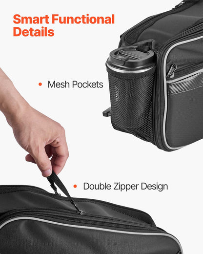 Motorcycle Saddlebag, 30 L (15 L x 2) Large Capacity Side Saddle Bag with Waterproof Rain Cover and Straps, Compatible with Most Motorcycles, Outdoor Sports Motorbike Luggage Storage Bag, Black