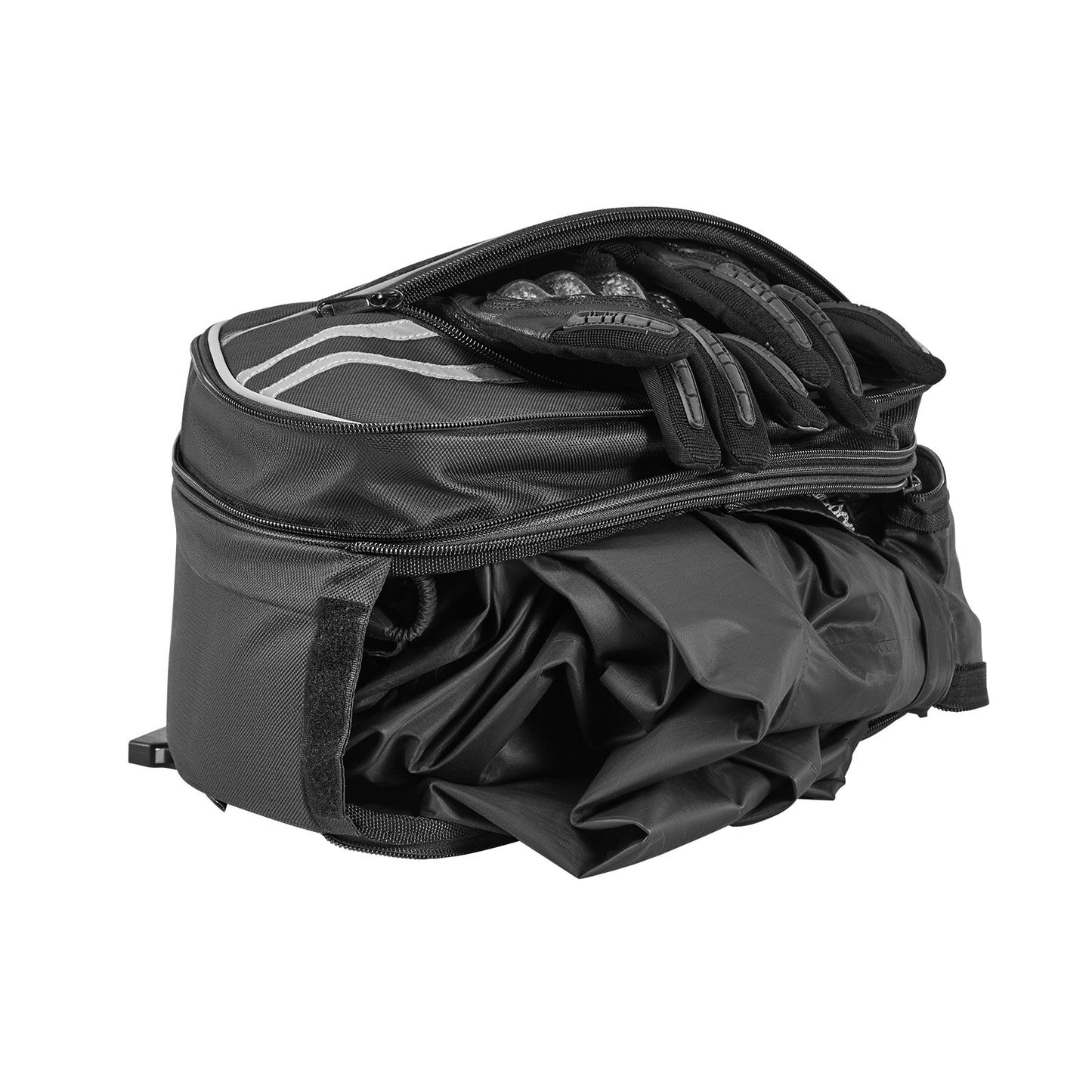 Motorcycle Saddlebag, 30 L (15 L x 2) Large Capacity Side Saddle Bag with Waterproof Rain Cover and Straps, Compatible with Most Motorcycles, Outdoor Sports Motorbike Luggage Storage Bag, Black