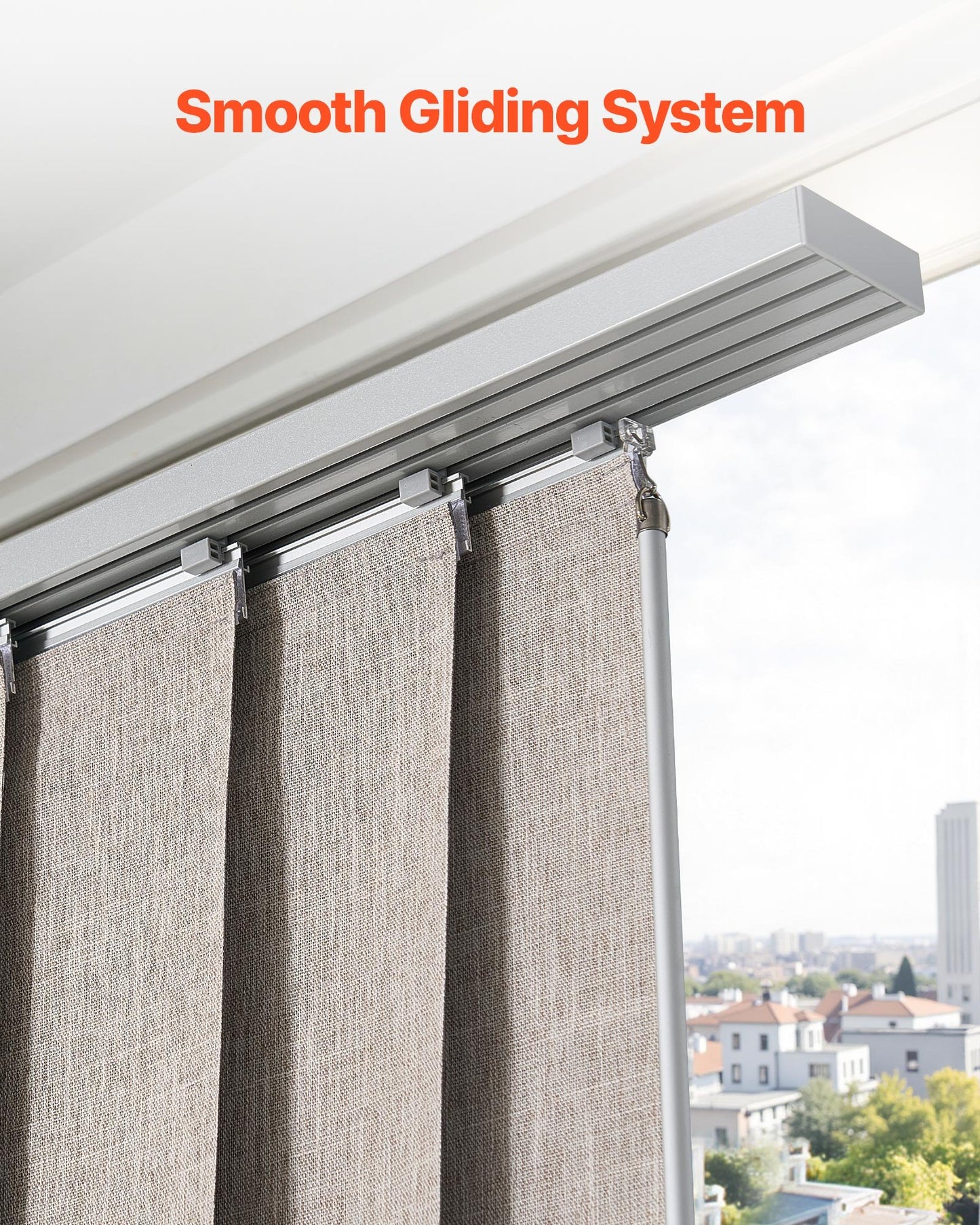 Panel Track Blinds, Extendable Track from 116 cm to 218 cm W, Trimmable Panel Curtains Up to 243cm H, Vertical Blackout Panel Blinds for Sliding Doors, Patio Doors, Room Divider, Windows, Brown