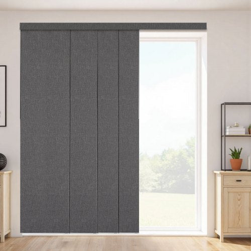 Panel Track Blinds, Extendable Track from 116 cm to 218 cm W, Trimmable Panel Curtains Up to 243cm H, Vertical Blackout Panel Blinds for Sliding Doors, Patio Doors, Room Divider, Dark Gray