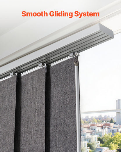 Panel Track Blinds, Extendable Track from 116 cm to 218 cm W, Trimmable Panel Curtains Up to 243cm H, Vertical Blackout Panel Blinds for Sliding Doors, Patio Doors, Room Divider, Dark Gray
