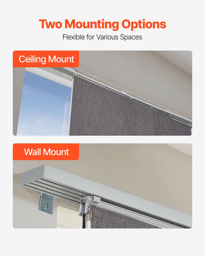 Panel Track Blinds, Extendable Track from 116 cm to 218 cm W, Trimmable Panel Curtains Up to 243cm H, Vertical Blackout Panel Blinds for Sliding Doors, Patio Doors, Room Divider, Dark Gray