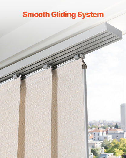 Panel Track Blinds, Extendable Track from 116 cm to 218 cm W, Trimmable Panel Curtains Up to 243cm H, Adjustable Vertical Panel Blinds for Sliding Doors, Patio Doors, Room Divider, Light Brown
