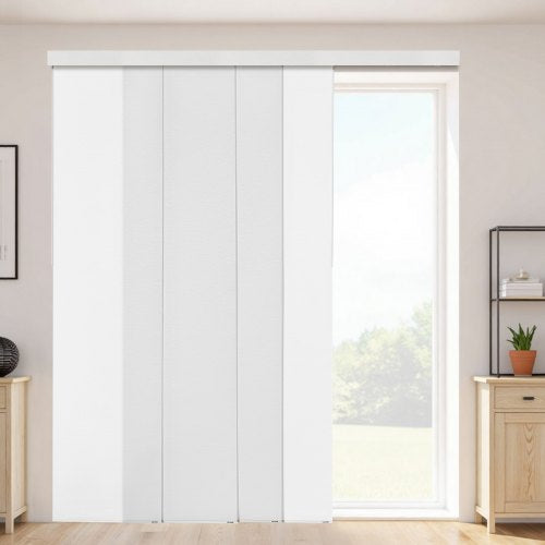 Panel Track Blinds, Extendable Track from 116 cm to 218 cm W, Trimmable Panel Curtains Up to 243cm H, Adjustable Vertical Panel Blinds for Sliding Doors, Patio Doors, Room Divider, Window, White