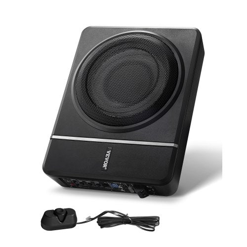 8" 240W Underseat Car Subwoofer, Slim Powered Car Subwoofers Under the Seat, Low Profile Audio Sub Built-in Amplifier, High/Low Level Input & Volume Controller for SUVs, Car, Truck, RV