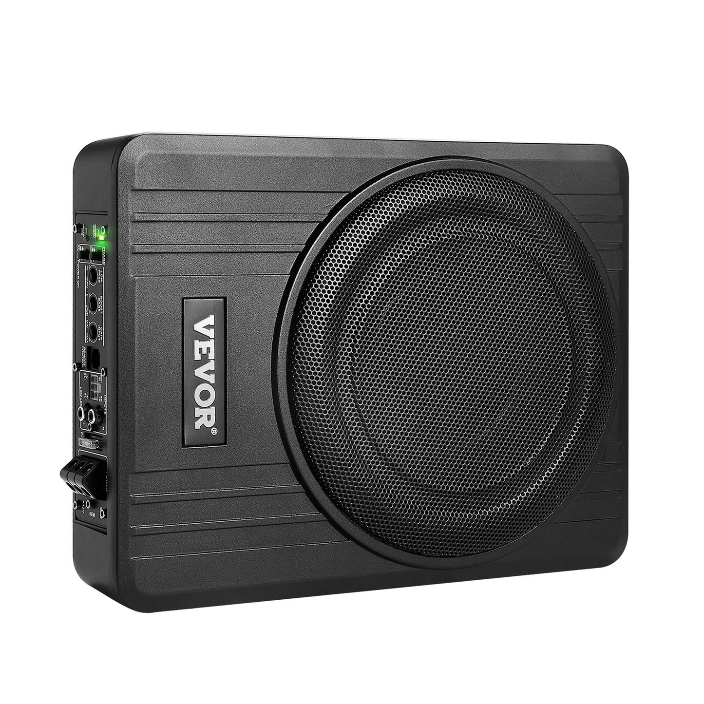10" 300W Underseat Car Subwoofer, Slim Powered Car Subwoofers Under the Seat, Low Profile Audio Sub Built-in Amplifier, High/Low Level Input & Volume Controller for SUVs, Car, Truck, RV
