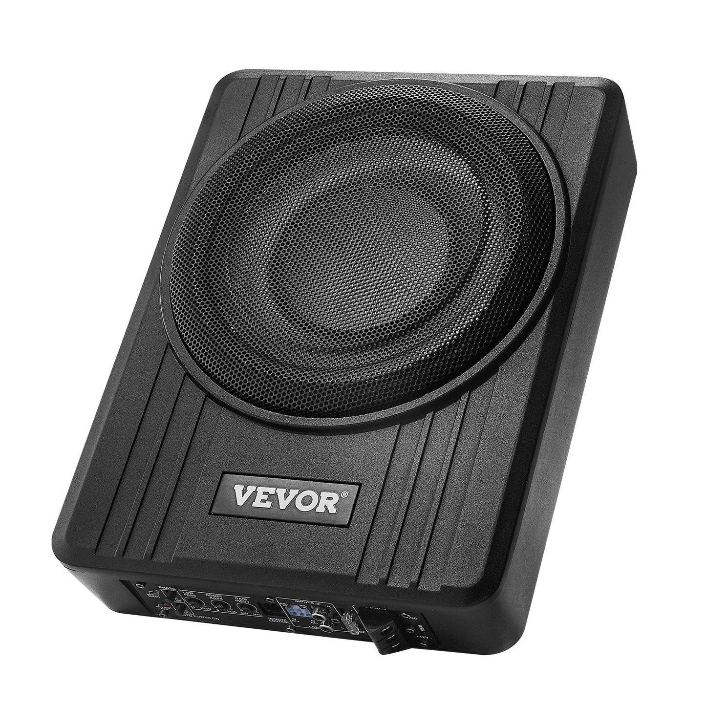 10" 300W Underseat Car Subwoofer, Slim Powered Car Subwoofers Under the Seat, Low Profile Audio Sub Built-in Amplifier, High/Low Level Input & Volume Controller for SUVs, Car, Truck, RV
