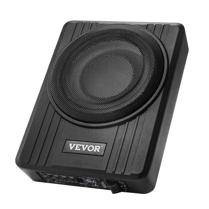 10" 300W Underseat Car Subwoofer, Slim Powered Car Subwoofers Under the Seat, Low Profile Audio Sub Built-in Amplifier, High/Low Level Input & Volume Controller for SUVs, Car, Truck, RV
