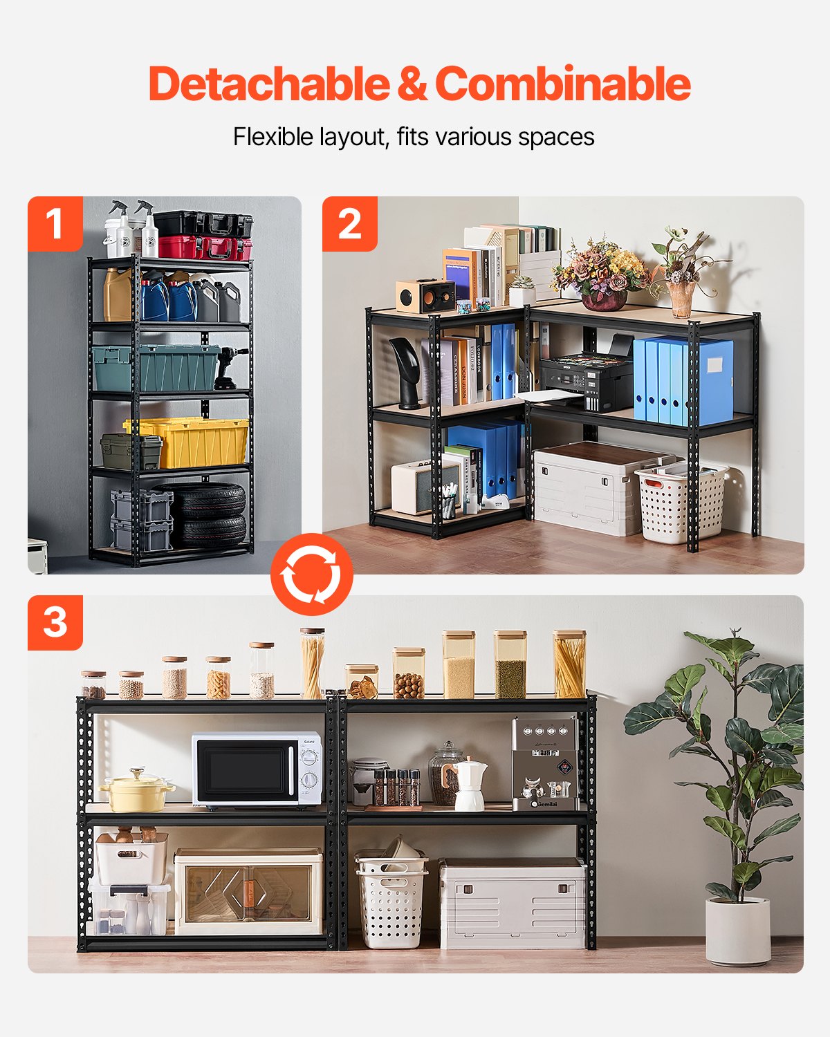 Storage Shelves, 2000 lbs, 5 Tier Garage Storage Shelving, 16" D x 36" W x 71.4" H Adjustable Metal Shelves for Garage Shelves Utility Rack Shelf, Ideal for Kitchen, Warehouse, Basement, Black