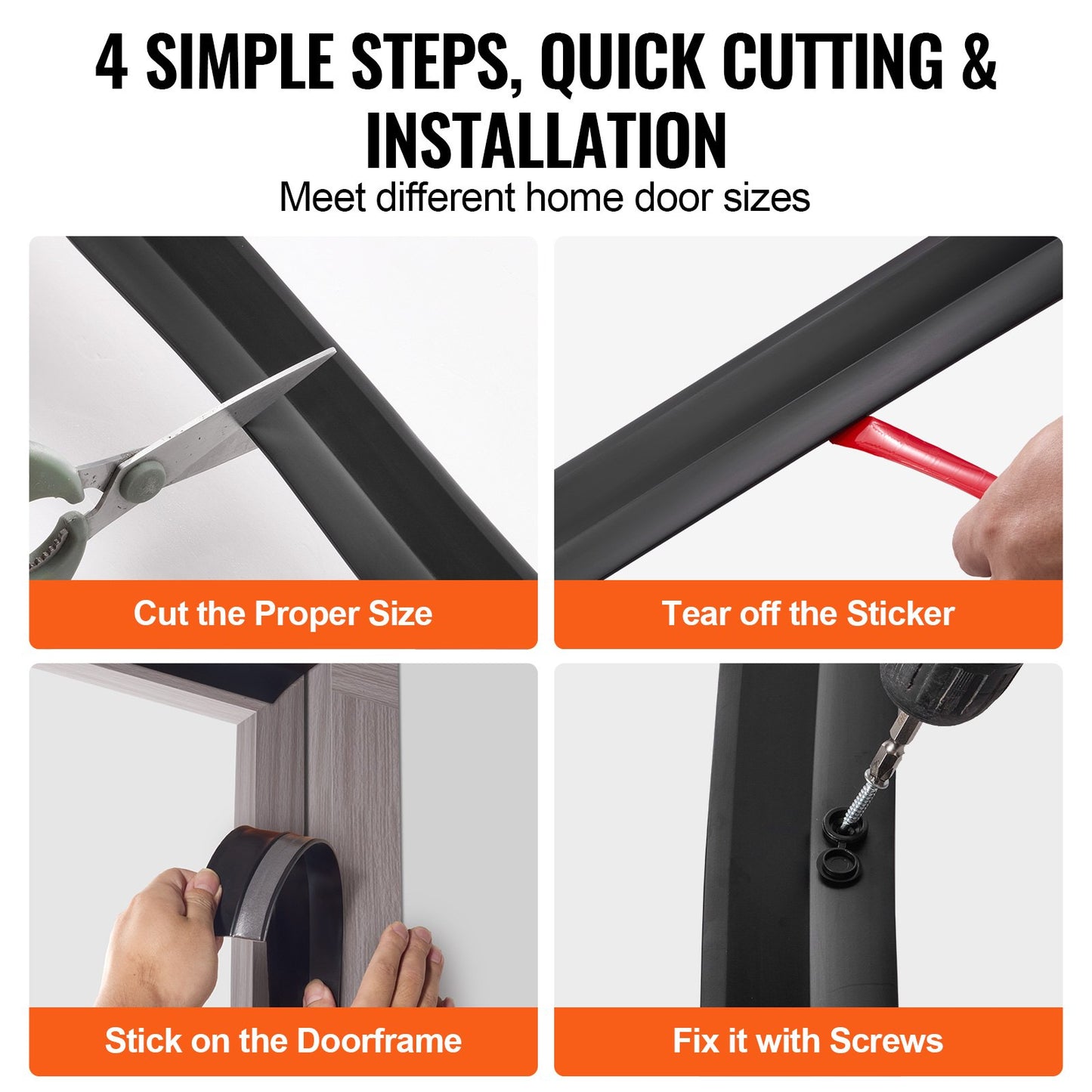 Garage Door Seal Top and Sides Seal Strip, 20 FT Universal Weather Stripping Replacement Soft and Hard Composite, Weatherproofing Garage Door TPE Seals with Adhesive Backed and Screws, Black