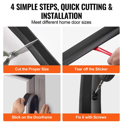 Garage Door Seal Top and Sides Seal Strip, 20 FT Universal Weather Stripping Replacement Soft and Hard Composite, Weatherproofing Garage Door TPE Seals with Adhesive Backed and Screws, Black