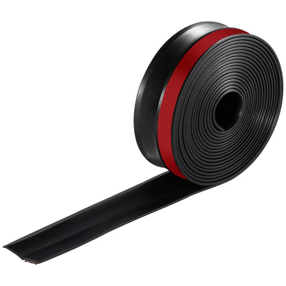 Garage Door Seal Top and Sides Seal Strip, 20 FT Universal Weather Stripping Replacement Soft and Hard Composite, Weatherproofing Garage Door TPE Seals with Adhesive Backed and Screws, Black