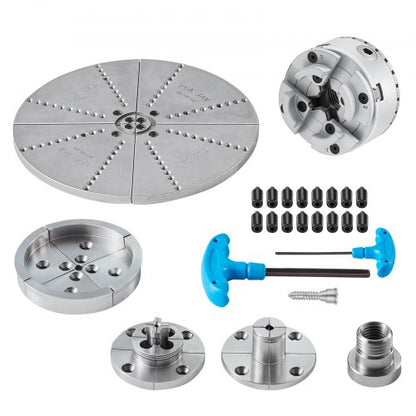 KP965 Lathe Chuck, 4-Jaw 9.5 cm Diameter, Metal Lathe Chuck Turning Machine Accessories with 5 Sets of Jaws, Self-centering Tool, for Precision Machining, Grinding Machines, Milling Machines
