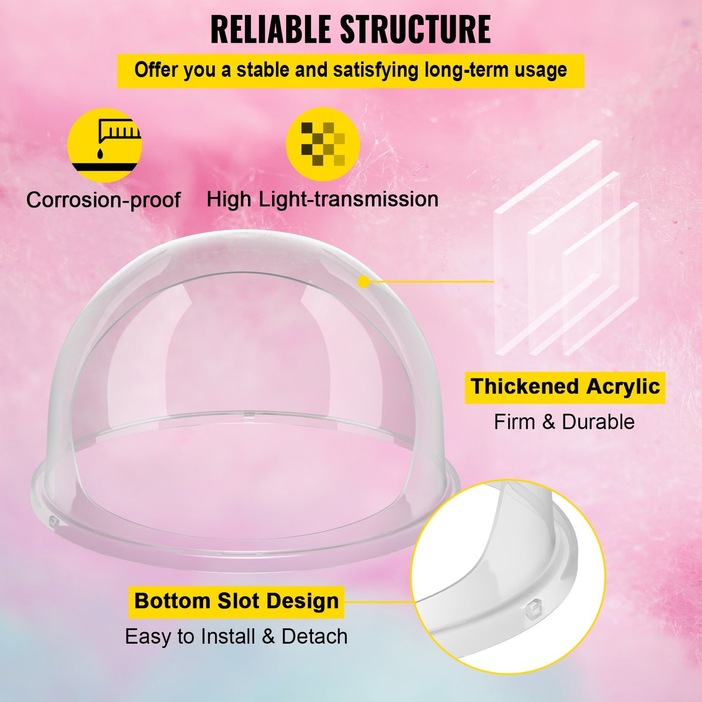 20.5" Diameter Candy Floss Cover for Candy Floss Maker Machine 52cm Dome Shield Cover of Commercial Candyfloss Machine Dome Cover Shield Cover (Cover Only)