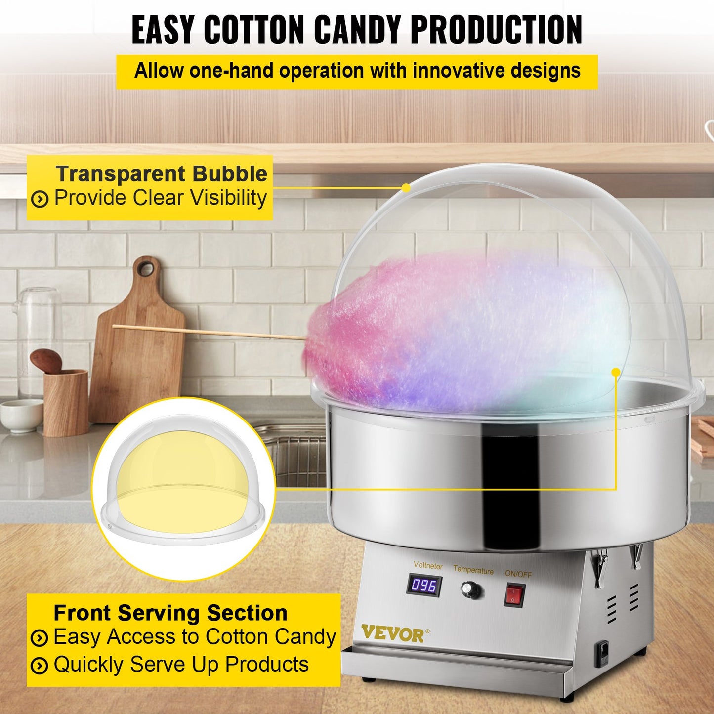 20.5" Diameter Candy Floss Cover for Candy Floss Maker Machine 52cm Dome Shield Cover of Commercial Candyfloss Machine Dome Cover Shield Cover (Cover Only)
