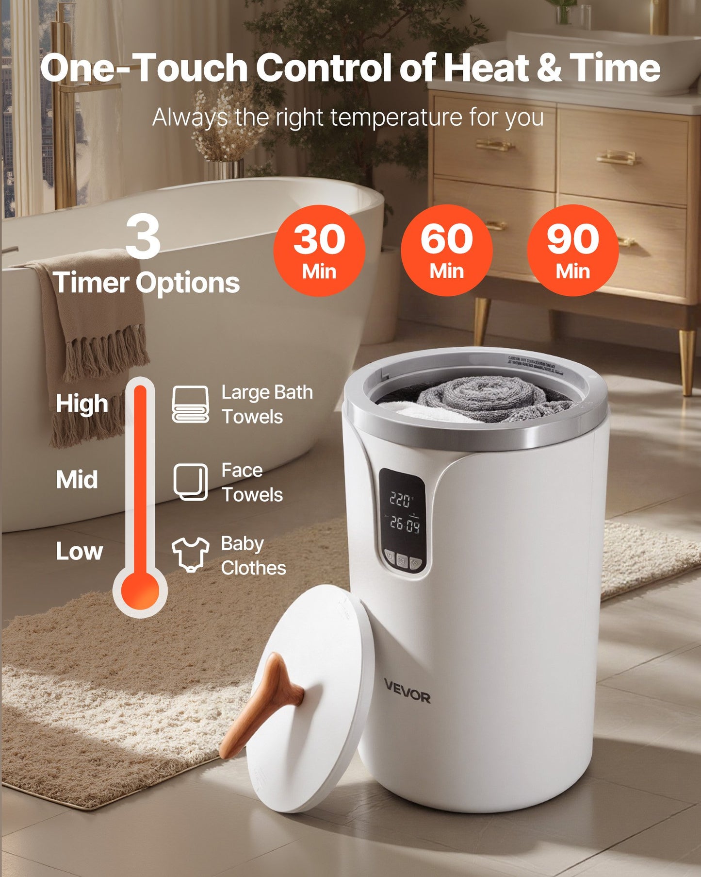 Towel Warmers for Bathroom, Towel Warmer Bucket with 24H Delay Timer & Child Lock & Auto Shut Off for Spa Fits up to 3 Oversized Bath Towels, Blankets, Clothes, Bathrobes, PJ's and More