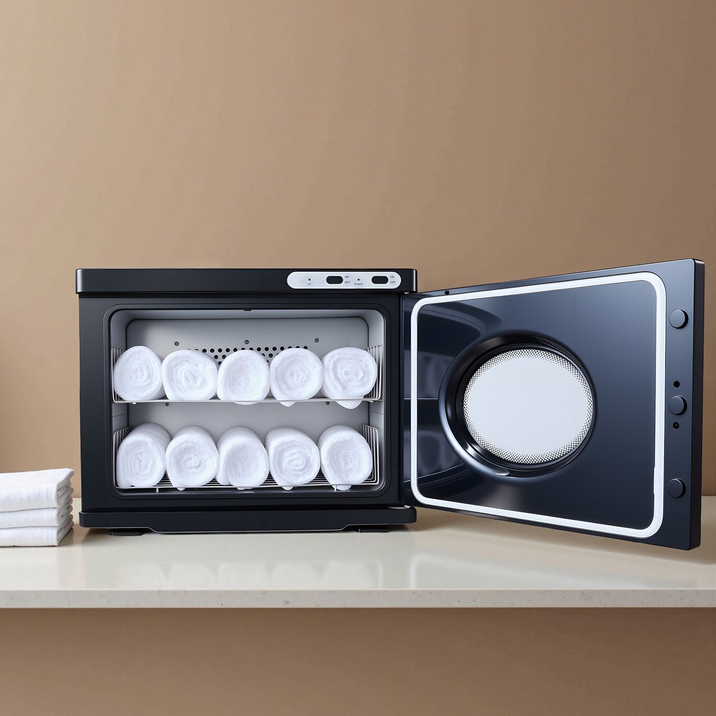 Hot Towel Warmer, 23L Large Towel Warmer Cabinet with See Through Window, Clip & Stainless Steel Racks, Holds up 36 Towels, All-Round Heating Cabinet for Spa, Barber, Manicures, Massage, Salon