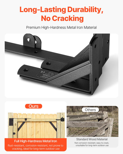 Gate Corner Brace Bracket, Anti Sag Gate Frame Hardware Kit, Gate Frame Brace Bracket with Latch Lock Rope, Latch Lock, for Shed Doors, Corral Gates, Driveway Gates, Wood Windows, Iron, Black