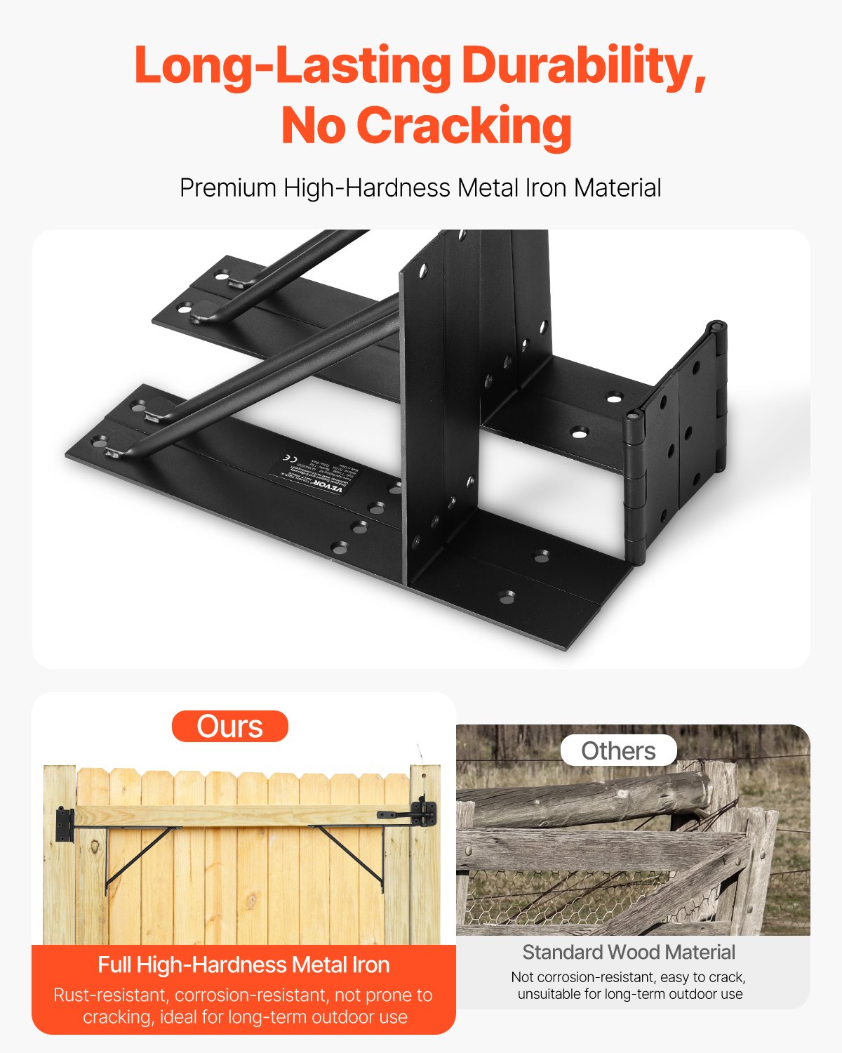 Gate Corner Brace Bracket, Anti Sag Gate Frame Hardware Kit, Gate Frame Brace Bracket with Latch Lock, Latch Lock Rope, for Shed Doors, Corral Gates, Driveway Gates, Stable Gates, Iron, Black