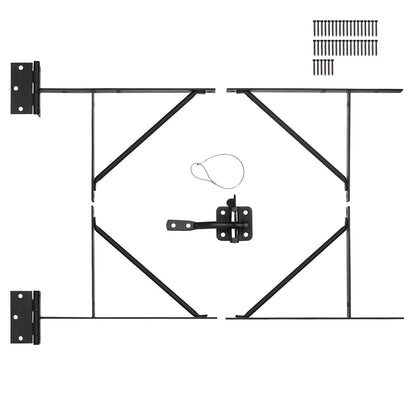 Gate Corner Brace Bracket, Anti Sag Gate Frame Hardware Kit, Gate Frame Brace Bracket with Latch Lock, Latch Lock Rope, for Shed Doors, Corral Gates, Driveway Gates, Stable Gates, Iron, Black