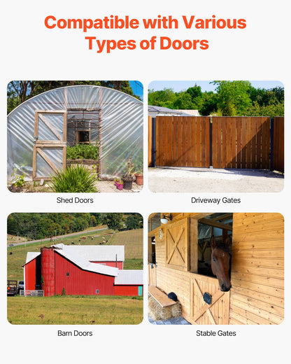 Gate Corner Brace Bracket, 2 Sets, Anti Sag Gate Frame Hardware Kit, Gate Frame Brace Bracket with Latch Lock, Screws, for Shed Doors, Corral Gates, Driveway Gates, Stable Gates, Iron, Black