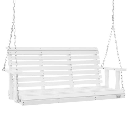 Wooden Porch Swing 4.5 ft, Patio bench swing for Courtyard & Garden, Upgraded 880 lbs Strong Load Capacity, Heavy Duty Swing Chair Bench with Hanging Chains for Outdoors, White