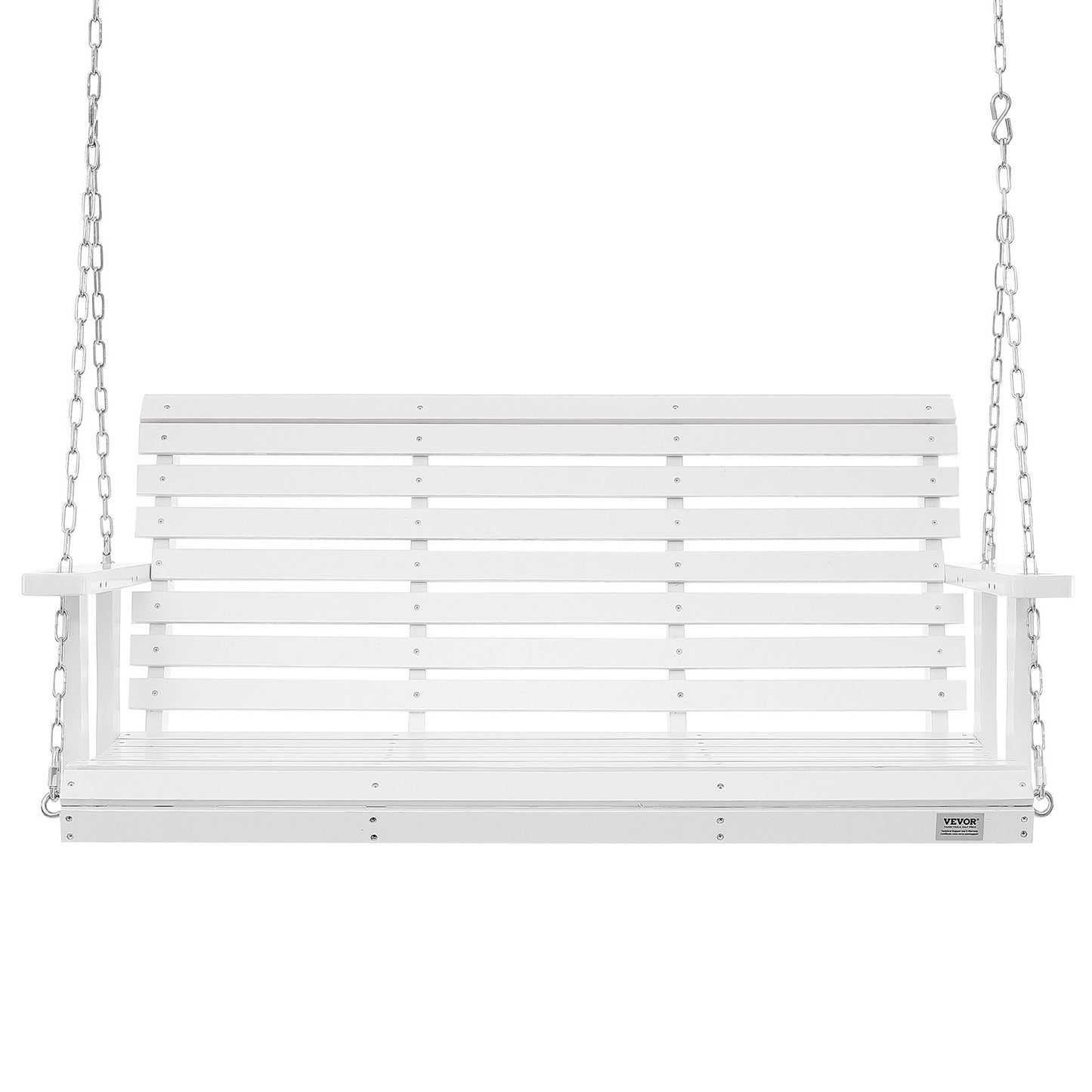 Wooden Porch Swing 4.5 ft, Patio bench swing for Courtyard & Garden, Upgraded 880 lbs Strong Load Capacity, Heavy Duty Swing Chair Bench with Hanging Chains for Outdoors, White