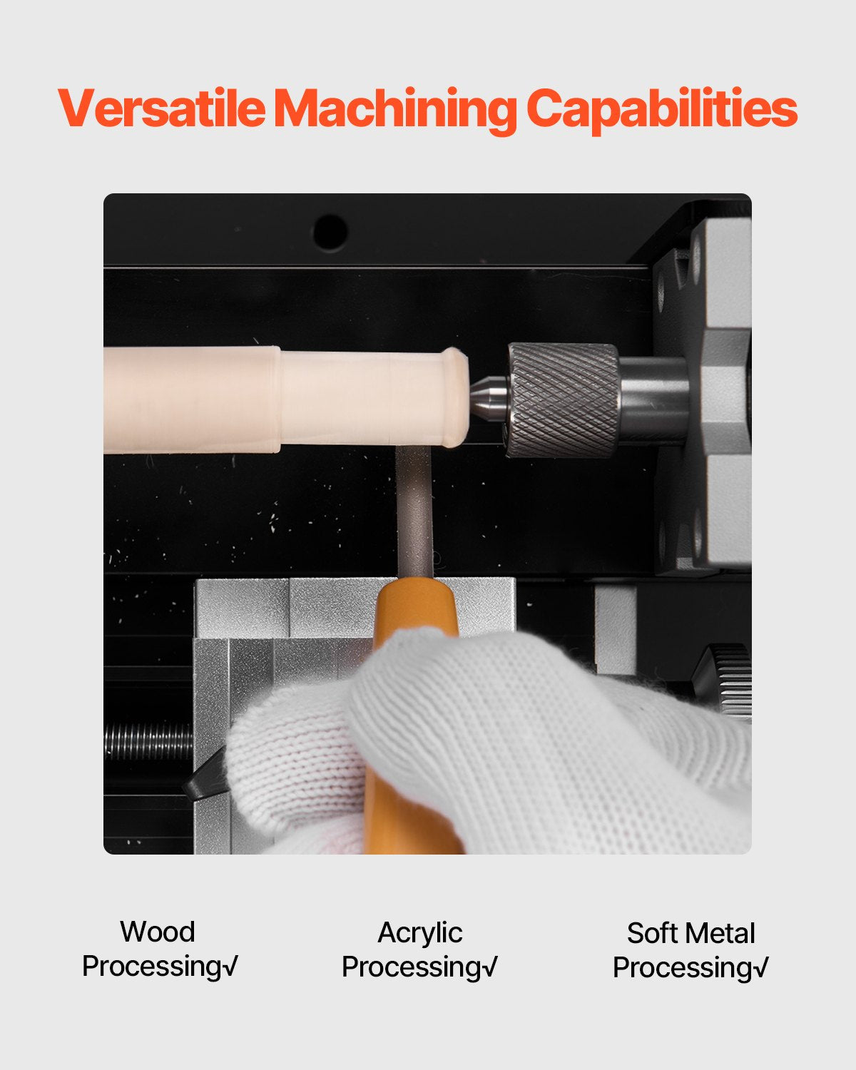 Didactical Mini Metal Lathe Machine, 70 x 130 mm(2.76 x 5.12 in), 36W Power Metal Lathe, 20,000 RPM Speed, with 3-jaw Chuck, Aluminum Alloy Handwheel, for Processing Precision Parts Soft Metals Wood Plastics