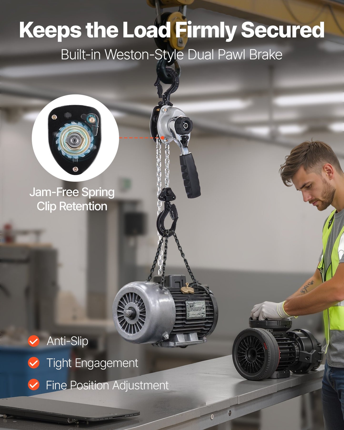 Manual Lever Chain Hoist, 1/2T 500KG Capacity Heavy Duty Come Along, 6M Lift G80 Alloy Steel Chain With Dual Pawl Mechanical Brake, 360° Rotating Hooks, for Warehouse Construction Garage