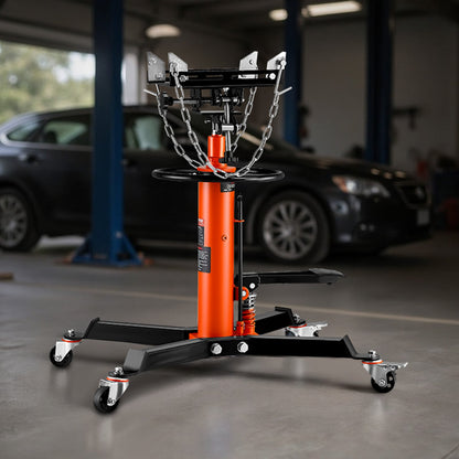 Transmission Jack, 600 kg Hydraulic Telescoping Transmission Jack, 81 -170 cm High Lift Floor Jack Stand with Foot Pedal, 360° Swivel Wheel, Hydraulic Transmission Jack Garage/Shop Lift Hoist