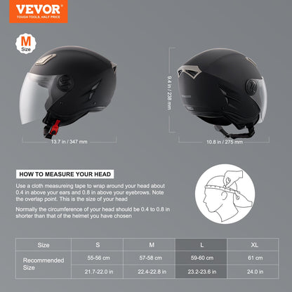 Motorcycle Helmet, 3/4-Face, Smart Street ABS & High Density Helmet with Bluetooth Communications & Interchangeable Lens, DOT Approved Comfortable Motocross Helmet, Fit for Youth & Adults