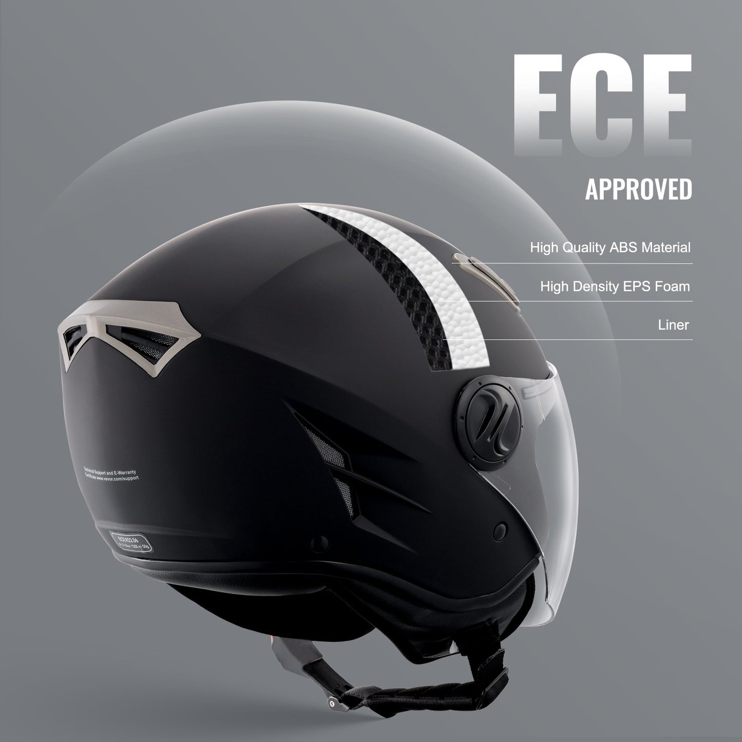 Motorcycle Helmet, 3/4-Face, Smart Street ABS & High Density Helmet with Bluetooth Communications & Interchangeable Lens, DOT Approved Comfortable Motocross Helmet, Fit for Youth & Adults