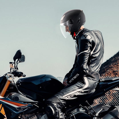 Motorcycle Helmet, 3/4-Face, Smart Street ABS & High Density Helmet with Interchangeable Lens, DOT Approved Comfortable Motocross Helmet, Fit for Youth & Adults