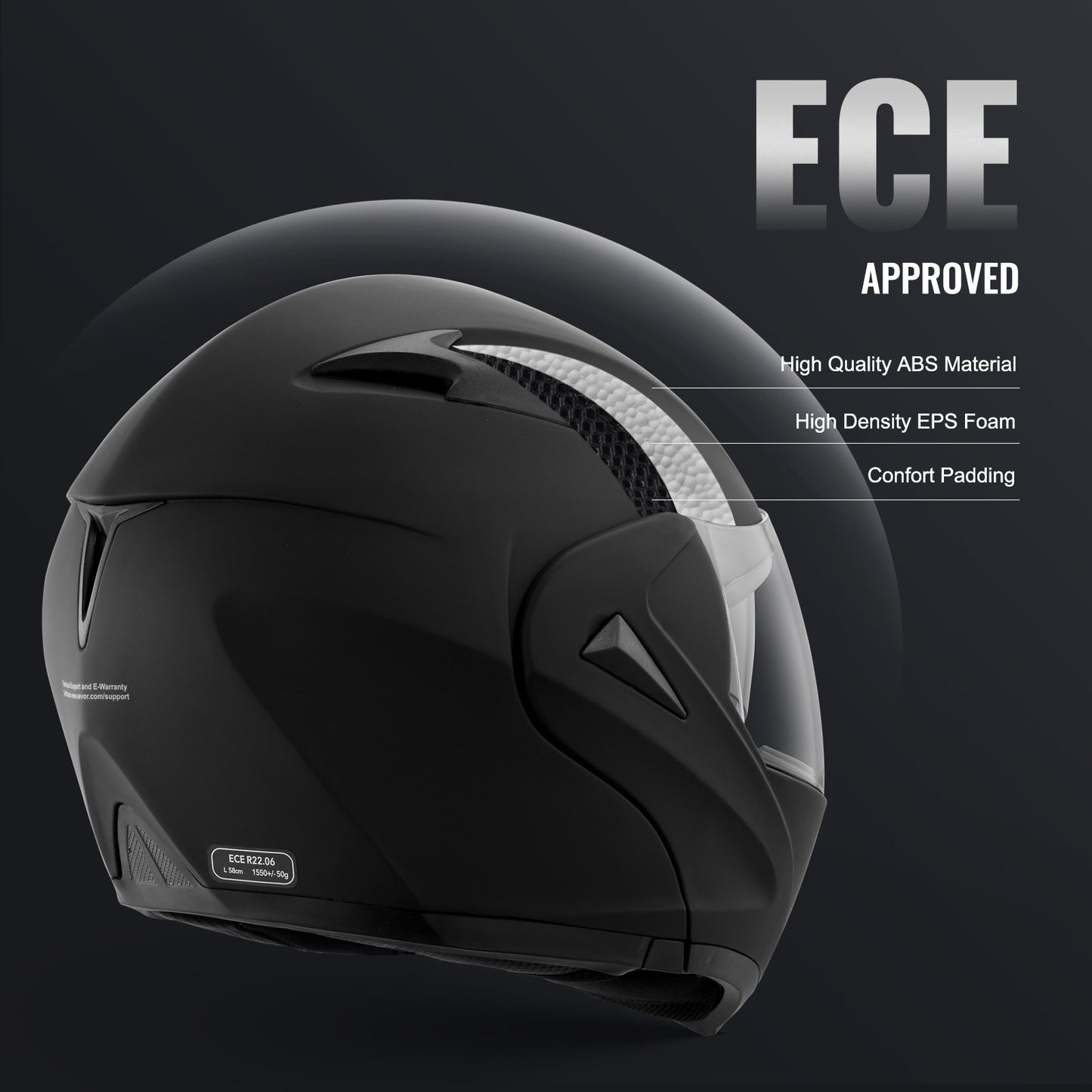 Motorcycle Helmet, Unmasked, Smart Street ABS & High Density Helmet with Bluetooth Communications & Interchangeable Lens, DOT Approved Comfortable Motocross Helmet, Fit for Youth & Adults