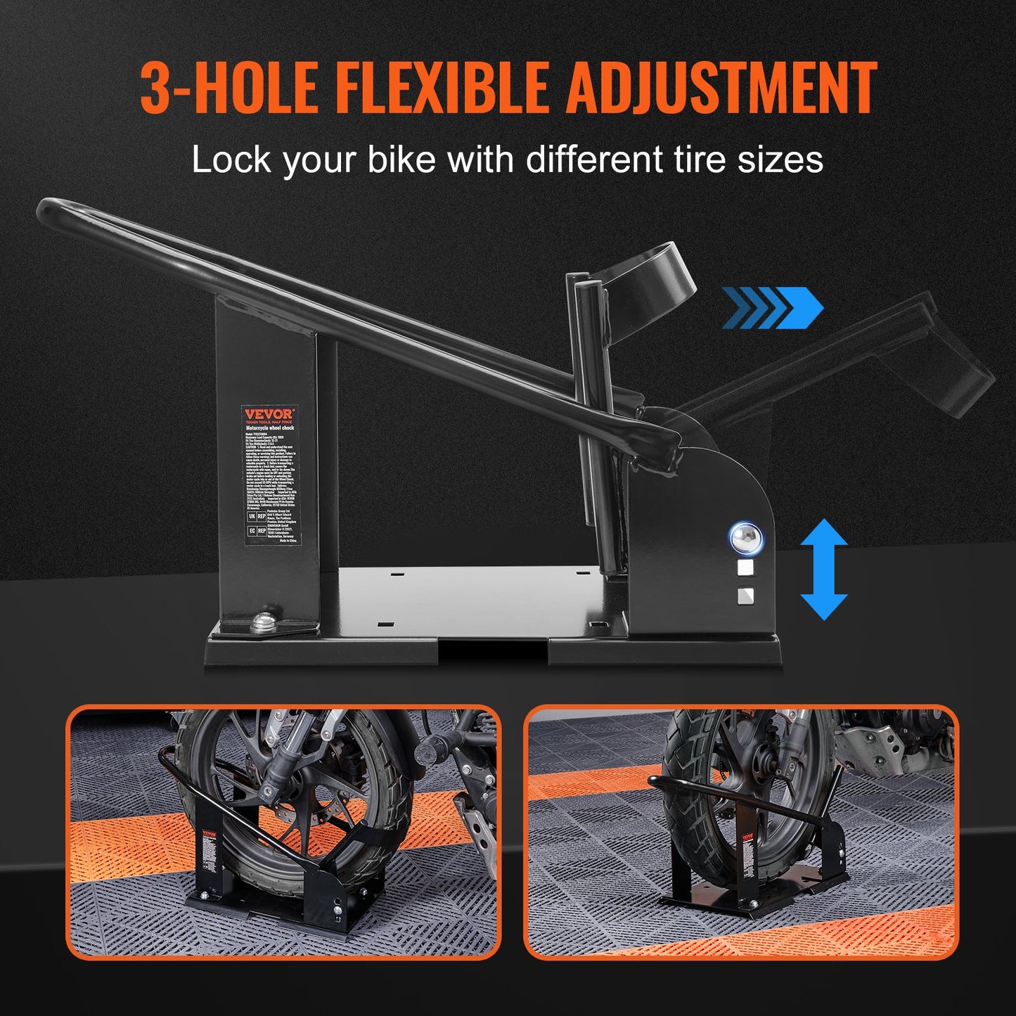Motorcycle Removable Wheel Tire Chock Nest Cradle Adjustable Universal