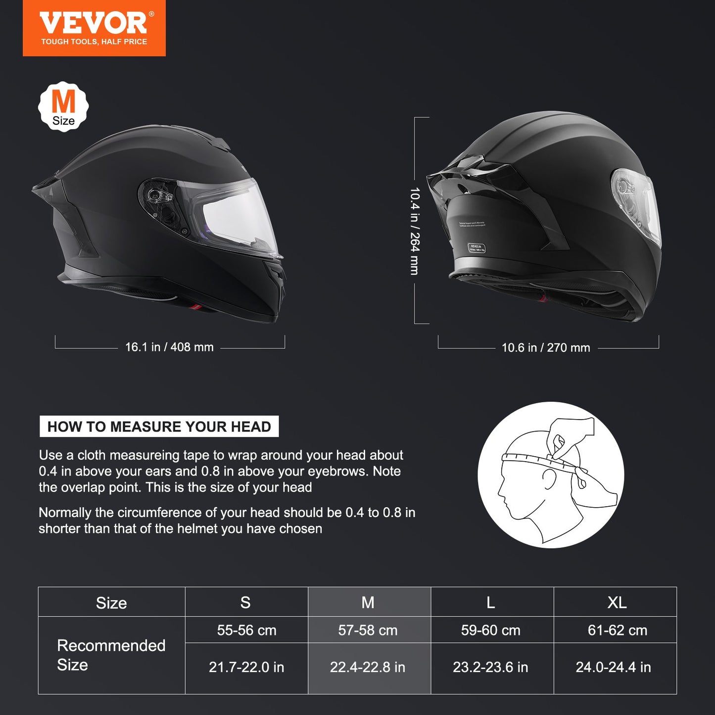 Motorcycle Helmet, Full Face, Smart Street ABS & High Density Helmet with Bluetooth Slot & Interchangeable Lens, DOT Approved Comfortable Motocross Helmet, Fit for Youth & Adults