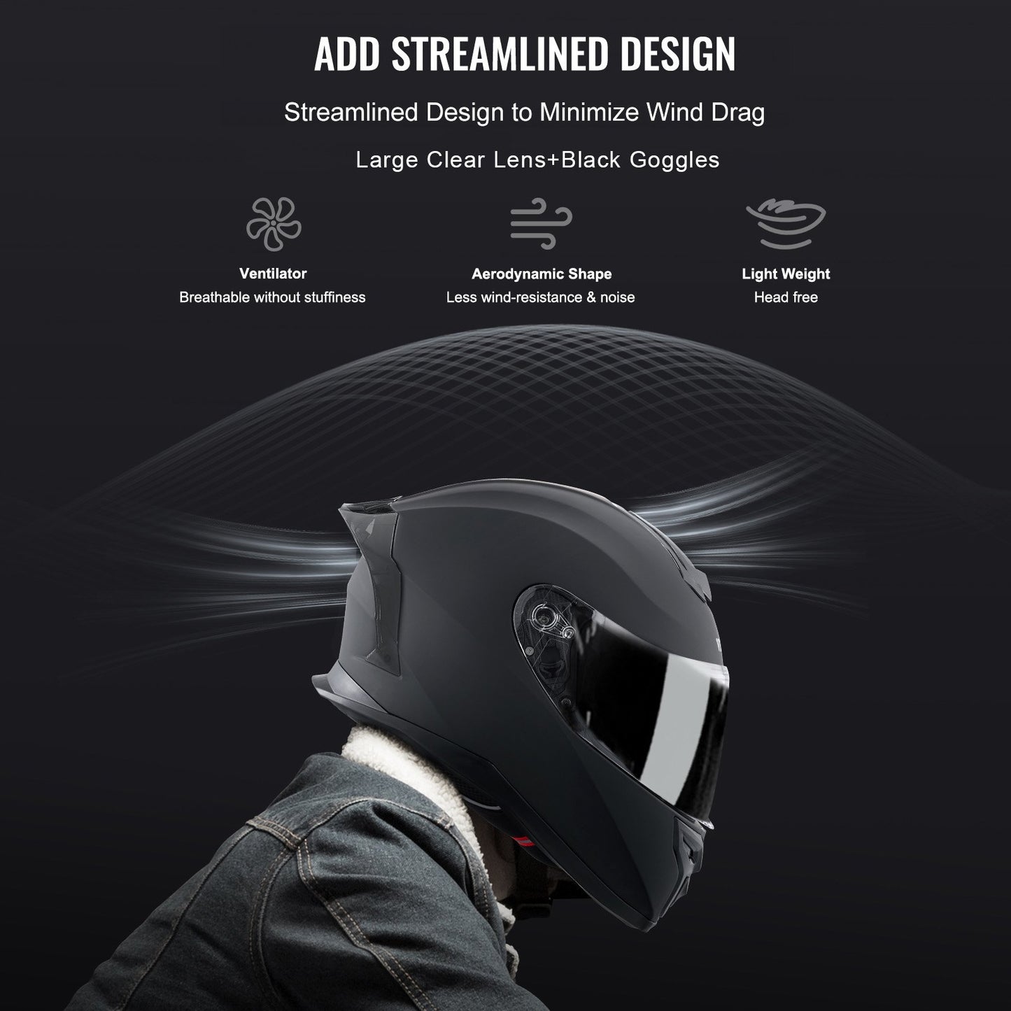Motorcycle Helmet, Full Face, Smart Street ABS & High Density Helmet with Bluetooth Slot & Interchangeable Lens, DOT Approved Comfortable Motocross Helmet, Fit for Youth & Adults
