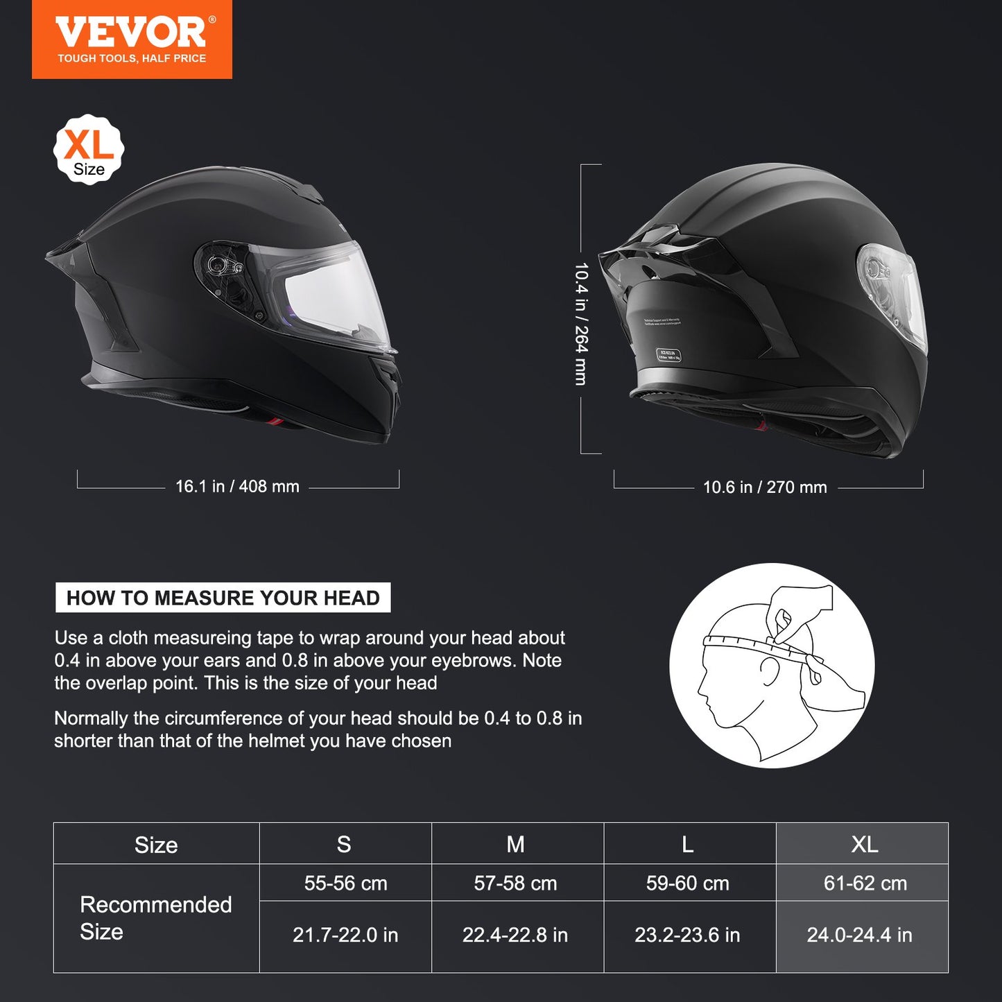 Motorcycle Helmet, Full Face, Smart Street ABS & High Density Helmet with Bluetooth Slot & Interchangeable Lens, DOT Approved Comfortable Motocross Helmet, Fit for Youth & Adults