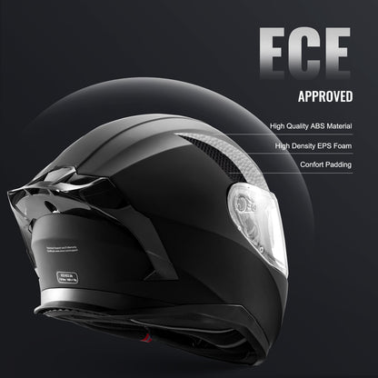 Motorcycle Helmet, Full Face, Smart Street ABS & High Density Helmet with Bluetooth Slot & Interchangeable Lens, DOT Approved Comfortable Motocross Helmet, Fit for Youth & Adults