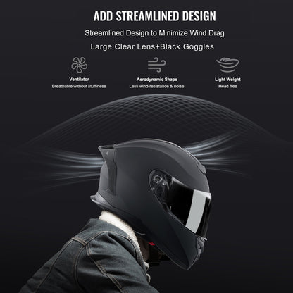 Motorcycle Helmet, Full Face, Smart Street ABS & High Density Helmet with Bluetooth Slot & Interchangeable Lens, DOT Approved Comfortable Motocross Helmet, Fit for Youth & Adults