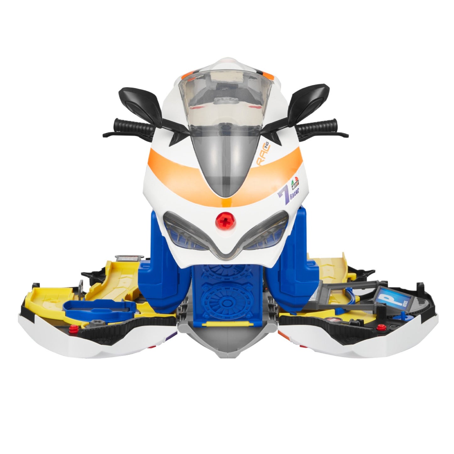 Motorcycle Engine Toy, 25 Pieces, Motorcycle Mechanic Toy with Removable Parts, Lights & Sounds, Simulated Riding & Track Racing, Kids Mechanic Workshop Set for Toddler 3 Years and Up, Yellow