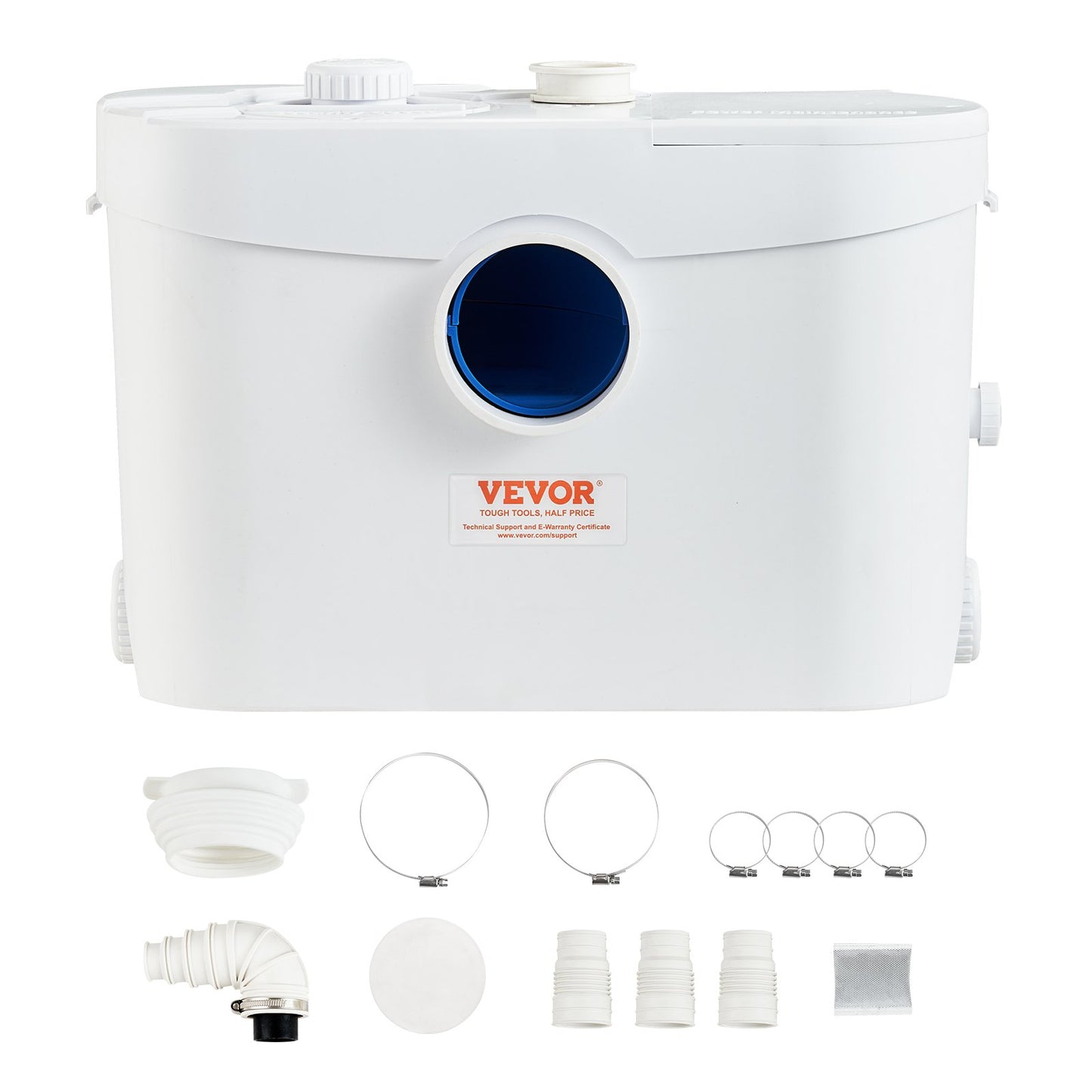 Macerator Pump, 700W, 9600 L/h Flow, 32.8 ft/10 m Head, Macerator Sewerage Sump Pump with 3 Water Inlets for Toilet, Basement, Kitchen, Sink, Shower, Bathtub Waste Water Disposal Upflush Machine