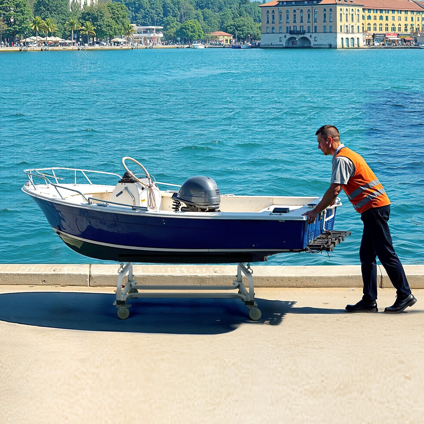 Watercraft PWC Dolly, 1000 lbs Load Capacity, Jet Ski Stand PWC Cart for Moving Watercraft, Adjustable Bunks with 4 Casters & 2 Brakes, Heavy-Duty Jet Ski Cart for Kayaks, Jet Skis, Speedboats