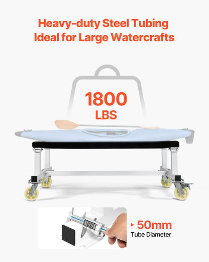 Watercraft PWC Dolly, 1800 lbs Load Capacity, Jet Ski Stand PWC Cart for Moving Watercraft, Fixed Bunk with 4 Casters & 2 Brakes, Heavy-Duty Jet Ski Cart for Kayaks, Hovercrafts, Speedboats