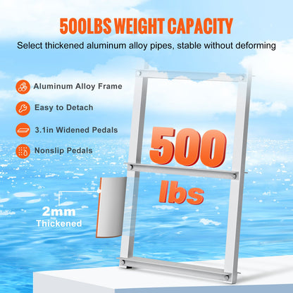 Dock Ladder, Removable 5 Steps, 500 lbs Load Capacity, Aluminum Alloy Pontoon Boat Ladder with 3.1'' Wide Step & Anti-Slip Design Pedal, Easy to Install for Ship/Lake/Pool/Marine Boarding