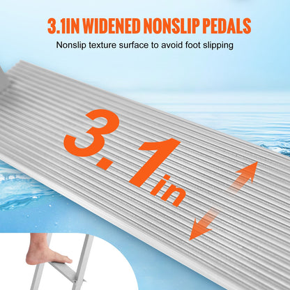 Dock Ladder, Removable 4 Steps, 500 lbs Load Capacity, Aluminum Alloy Pontoon Boat Ladder with 3.1'' Wide Step & Anti-Slip Design Pedal, Easy to Install for Ship/Lake/Pool/Marine Boarding