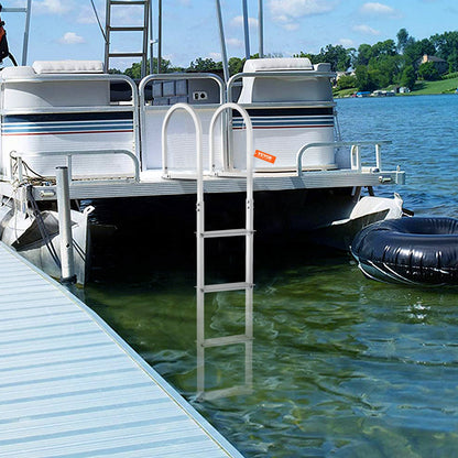 Dock Ladder, Removable 4 Steps, 500 lbs Load Capacity, Aluminum Alloy Pontoon Boat Ladder with 3.1'' Wide Step & Anti-Slip Design Pedal, Easy to Install for Ship/Lake/Pool/Marine Boarding