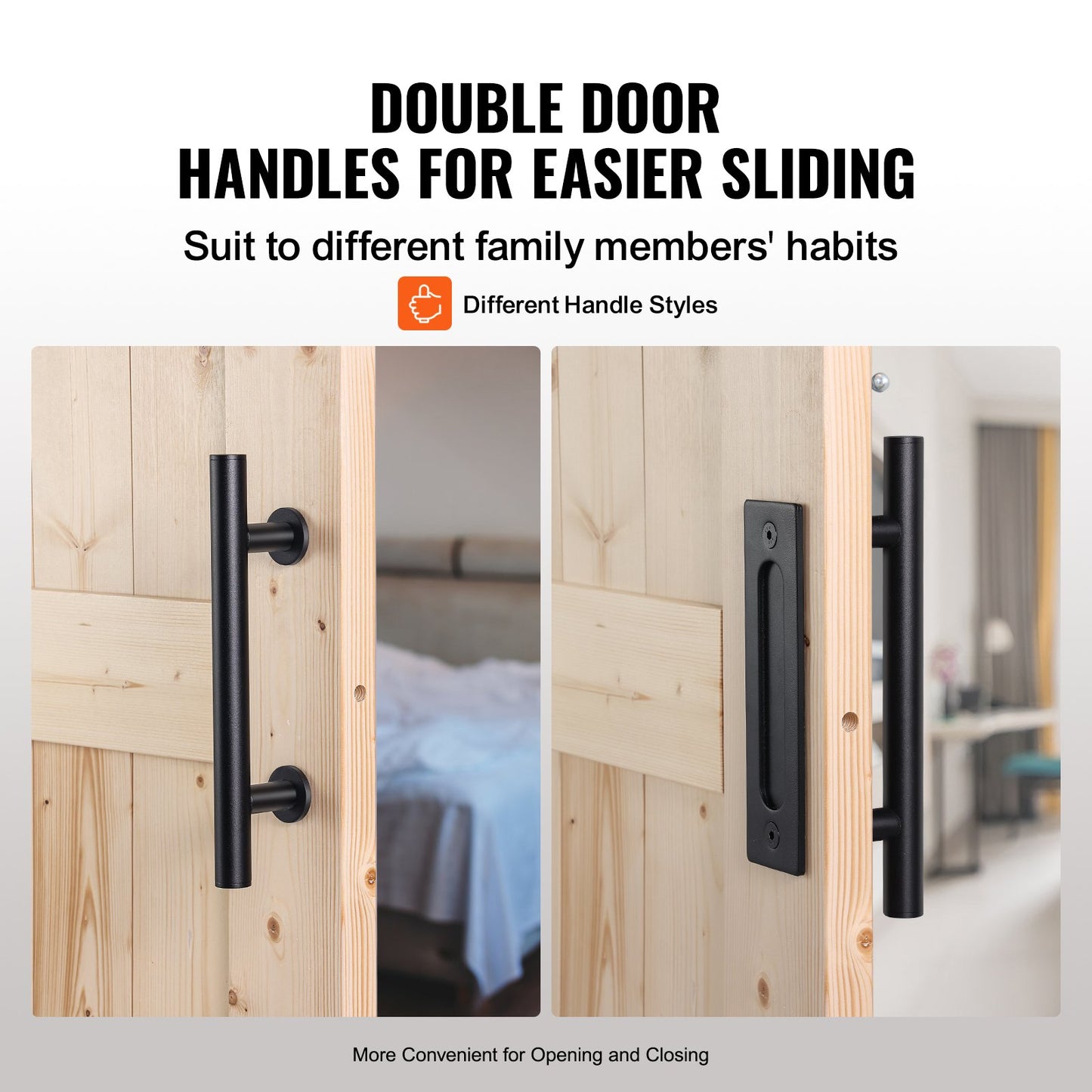 Barn Door and Hardware Kit, 30" x 84" Wood Sliding Barn Door, Smoothly and Quietly, Barn Door Kit with 8-in-1 Floor Guide and Door Handle, Spruce Wood Panelled Slab, Easy to Install